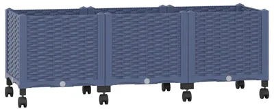Obrázek produktu pro vidaXL Zahradní květináč na kolečkách, modrošedý, 120 x 40 x 48 cm, PP