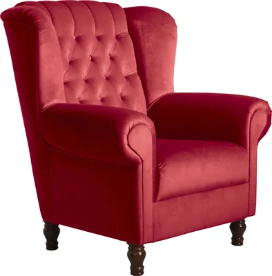 Produktbild von Max Winzer Ohrenbackensessel Vary - Samtvelours rot - Maße: 91 x 90 x 101 cm