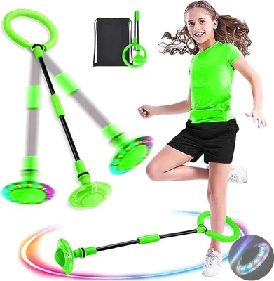 Produktbild von DTC GmbH Lernspielzeug Swing Wheel mit Lichtrad,Kinder Blinkender Springring,Fußkreisel, Gruen
