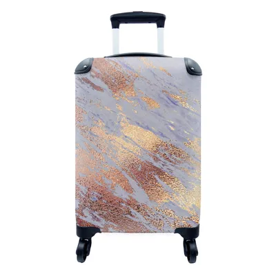 Produktbild von MuchoWow® Koffer Handgepäck Trolley Rollkoffer Kleine Reisekoffer mit 4 Rollen - Marmor - Gold - Blau - Cabin Size < 55x40x23 cm & 55x40x20 cm - Fotokoffer - Kabinenkoffer - Boardgepäck - Reise-Box - Reisekoffer - Reisegepäck - Koffer mit Bild - Trolley für Kinder