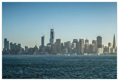 Produktbild von Wallario Küchenrückwand aus Glas, Größe: 90 x 60 cm, Motiv: Skyline von San Francisco | Spritzschutz | abwischbar | pflegeleicht | in