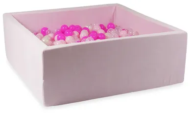 Produktbild von Trockenbecken 110x110x40 Velvet Soft Light Pink mit 600 Bällen: transparent, opaleszierend, hellrosa, rosa