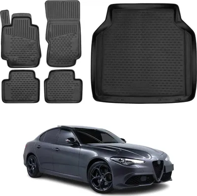 Image de Fußmatten & Kofferraumwanne Set für Alfa Romeo Giulia 4 2015-2025 TPE Schwarz