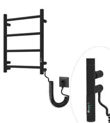 Immagine prodotto di ELNA Scaldasalviette Elettrico da Bagno Termosifone Scaldasalviette NERO 45 W 510 x 400 mm con Termostato IP44 montaggio a parete MINI piccolo com