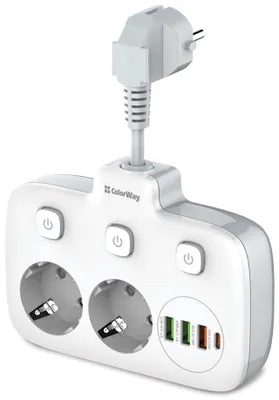 Obrázok produktu pre Gniazdo napájania ColorWay CW-CHE24PDW z portu USB, biały, wydajne i funkcjonalne rozwiązanie do codziennego użytkowania w domu i biurze.