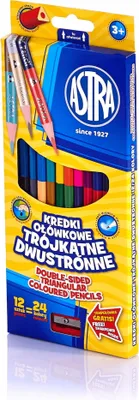 Zdjęcie produktu dla Astra Kredki ołówkowe dwustronne 12 kolorów, trójkątne (24 odcienie)