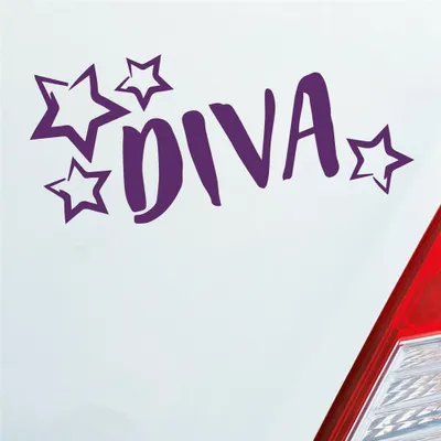 Produktbild von Auto Aufkleber Diva Sterne Stars Schriftzug 17,5x10 cm Lila Sticker Heckscheibenaufkleber