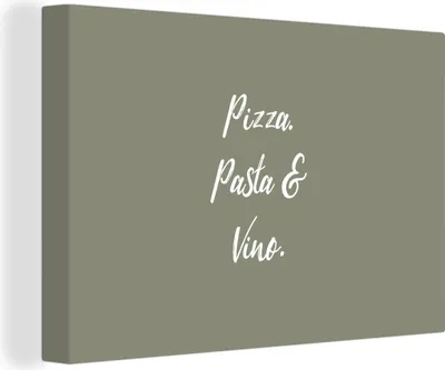 Produktbild von OneMillionCanvasses® - Leinwandbilder - 150x100 cm, Sprichwörter - Pizza, Pasta & Vino - Zitate - Essen - Trinken, Wandbilder Kunstdruck Wanddekoration - Foto auf Leinwand -