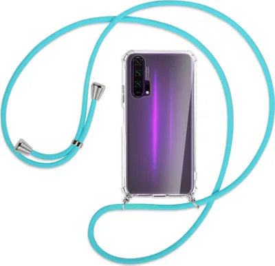 Produktbild von Handykette Backcover-Schutzhülle mit Band (Metall silberfarben) für Honor 20 Pro - türkis