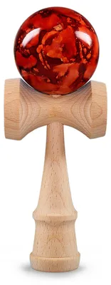 Produktbild von Geschicklichkeitsspielzeug Kendama Buchenholz - Roter Ball - 1 Stück - Japanisches Balance Spiel
