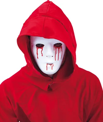 Obrázok produktu pre Halloweenska maska s krvácajúcimi ranami na celú tvár bielo-červená - jedna veľkosť pre všetkých