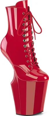 Produktbild von WORSHIP-1020 Pleaser High Heels Absatzlose hohe Plateaustiefeletten rot Lack