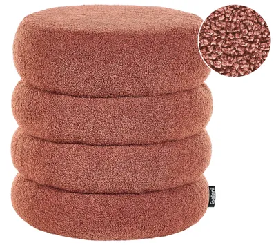 Obrázek produktu pro BELIANI Taburet zlatohnědý buklé čalounění kulatý prošívaný čalounění puf podnožka moderní styl obývací pokoj