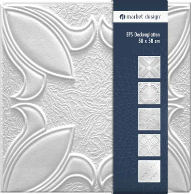 Produktbild von Deckenplatten aus Styropor EPS - Deckenpaneele leicht & robust im modernen Design - (10QM Sparpaket IRYS 50x50cm) Deckenplatten Feuchtraum Decke Nachbildung