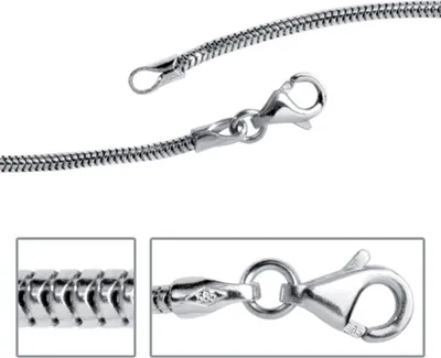Produktbild von JOBO Schlangenkette 585 Weißgold 1,6 mm 42 cm Gold Kette Halskette Karabiner