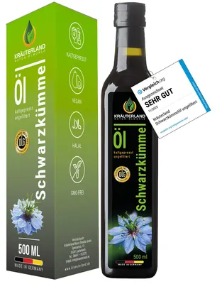 Produktbild von Kräuterland Schwarzkümmelöl ungefiltert 500ml