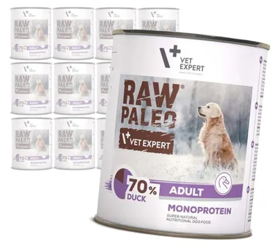 Produktbild von Raw Paleo Adult Monoprotein 12x800g Nassfutter für Hunde mit Ente