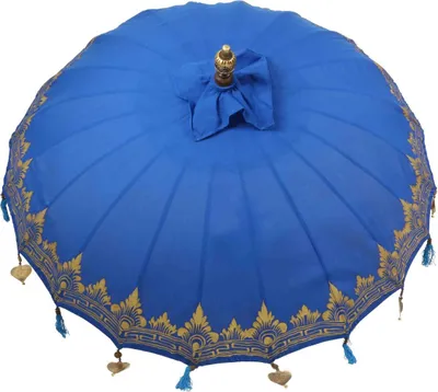 Produktbild von Bali Sonnenschirm Balinesischer Garten Schirm Baumwolle Handarbeit Retro Vintage Dekoschirm 2-teilig ca 180cm einfache Bemalung, Design:Nr. 8