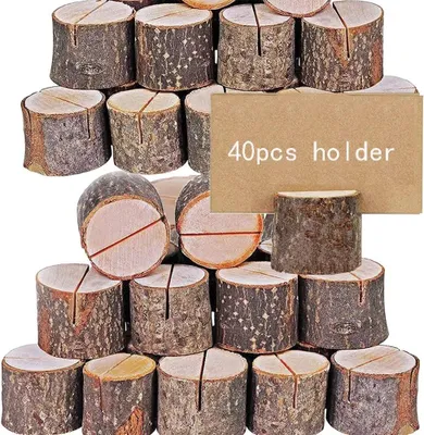 Produktbild von 40 Tischkartenhalter aus Holz, Naturholz, Fotoständer, Tischkarten, Tischnummern