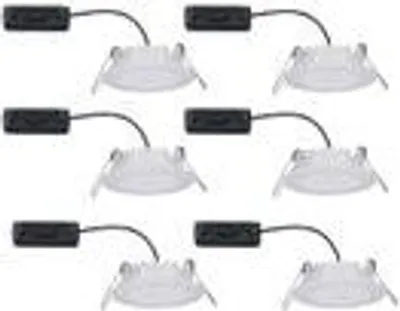 Image de Lot de 6 spots encastrables LED Paulmann 6,5 W, IP44, adaptés à la salle de bains, 480 lumens, 230 V, dimmables (lumière chaude 2000-2700 K), résistants aux projections d'eau