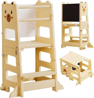 Imagen del producto de Torre de aprendizaje Montessori, plegable, 3 en 1, para niños a partir de 1 año, robusta