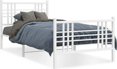 Produktbild von Möbel Bettgestell mit Kopf- und Fußteil Metall Weiß 90x190 cm - Klassische Betten 376383