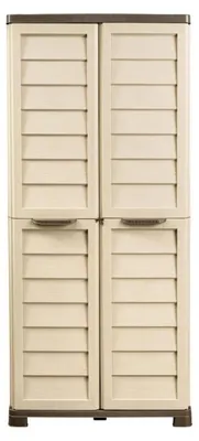 Image de Armoire Haute De Rangement Extérieure/Intérieure - 76 x 46 x H 168 cm - Beige et Taupe
