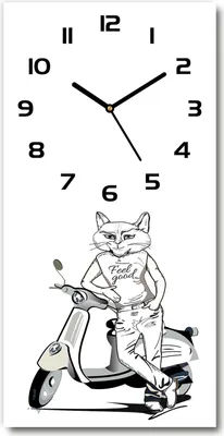 Produktbild von Wanduhr aus Glas – 30x60 cm - Glasbild - Glasuhr - Gehärtetes Glas -Katzenmännchen