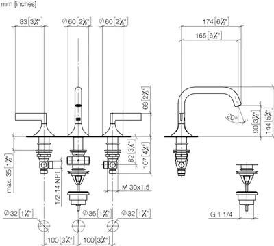 Produktbild von Dornbracht 20705819-42 WT-3-Lochbatt. mit Ablaufgarnitur