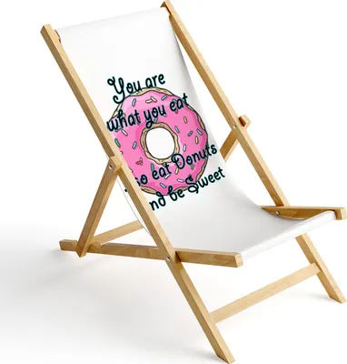 Produktbild von Holz Liegestuhl Klappbar Klappliegestuhl Sonnenliege Strandstuhl Wechselbezug Motiv Donut You are what you eat [119]
