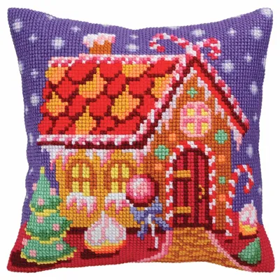 Produktbild von CdA Kreuzstichkissen "Lebkuchenhütte" 5391, 40x40cm, Stickbild vorgezeichnet