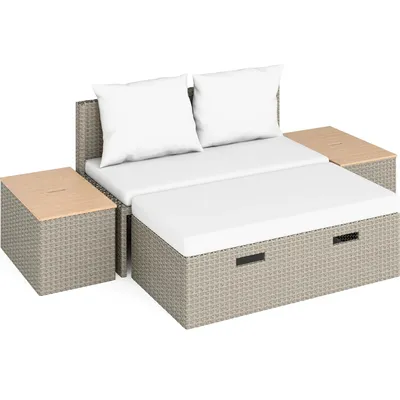 Produktbild von Lounge-Set Sitzgruppe Terrassenmöbel-Set Bostonia 4-tlg. Polyrattan Hellbraun