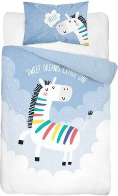 Produktbild von DETEXPOL Krippenbettwäsche Zebra blau Baumwolle, 100/135, 40/60 cm