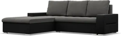 Produktbild von Links Ecksofa mit Schlaffunktion Aurora, Dunkelgrau + Schwarz