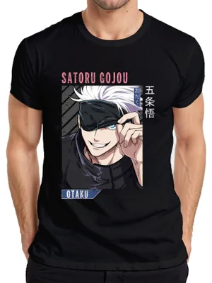 Immagine prodotto di Satoru Gojou Jujutsu Kaisen Anime Otaku Blindfold White Hair Maglietta da uomo, nero, S