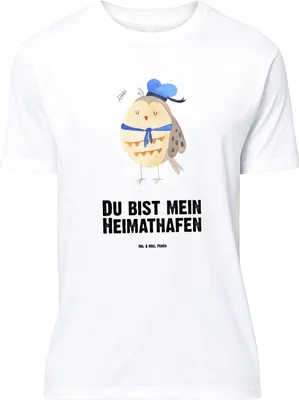 Produktbild von Mr. & Mrs. Panda Größe XL T-Shirt Eule Matrose - Weiß - Geschenk, Owl, Heimathafen, Freundin, Ehe, Shirt, Hochzeitstag, mit Spruch, Tshirt