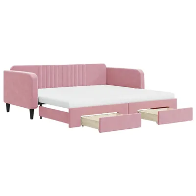 Obrázok produktu pre vidaXL Rozkladacia posteľ so zásuvkami Ružová 100x200 cm Velvet