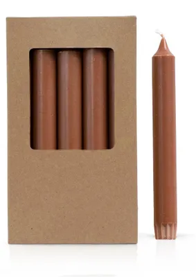 Immagine prodotto di Candele in cera rustiche – Colore marrone castagna – Diametro 2,2 cm × 19 cm – Confezione da 10 pezzi