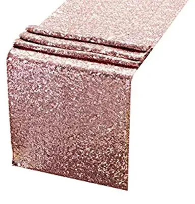 Immagine prodotto di Tovaglia da tavolo con paillettes, 30x300 cm, color oro rosa, in poliestere