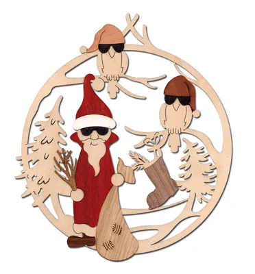 Produktbild von Kuhnert Fensterbilder Nikolaus mit Brille - Ø 18 cm - festliche Dekoration aus Holz - 19151