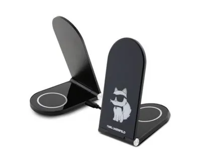 Obrázok produktu pre Karl Lagerfeld Choupette Magsafe 15W Indukčná Nabíjačka, Skladacia 2V1 - Čierna