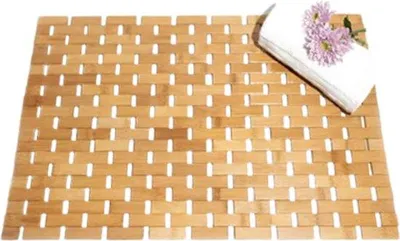 Produktbild von Unyqoos® Arboledia Bambus-Badematte 60×40 cm – rutschfeste Duschmatte mit Antirutsch‑Noppen, natürliche Holz‑Badmatte