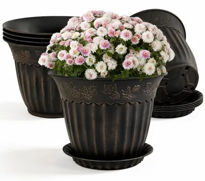 Immagine prodotto di Set di 6 vasi da fiori con sottovasi, diametro 20 cm