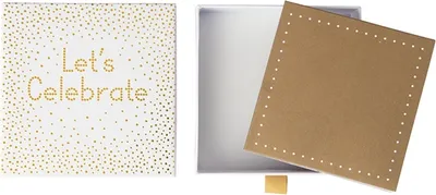 Produktbild von Stewo Geschenkbox Let´s Celebrate, weiß mit goldener Inschrift, 11 x 11 cm