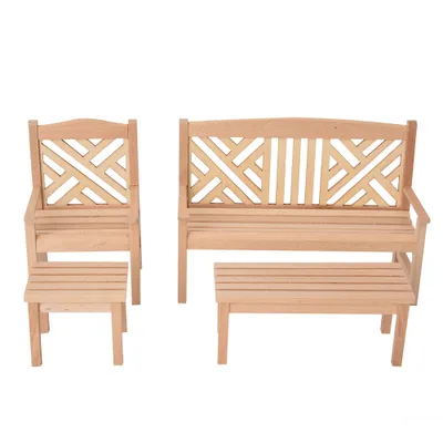 Image de table et chaises pour maison de poupée à l'échelle 1:12 Ensemble de meubles miniatures pour maison de poupée