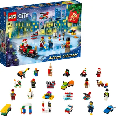Produktbild von LEGO 60303 City Adventskalender 2021 Minimodellbau, Weihnachtskalender für Kinder ab 5 Jahren mit Spielbrett und 6 Minifiguren, Weihnachtsgeschenke