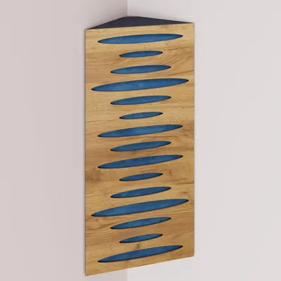 Immagine prodotto di Confezione da 2 – Trappola acustica angolare stretta con rivestimento in velluto | 50x23x10 cm | Riflessione - Isolamento acustico | [PULSE - Rovere | Blu]