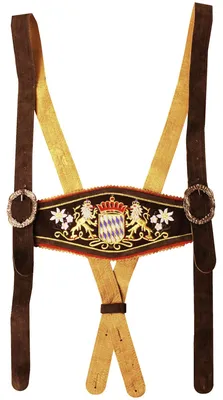 Produktbild von Hosenträger für Trachten Lederhosen mit Bayerischem Wappen-stickerei, Farbe:Dunkelbraun