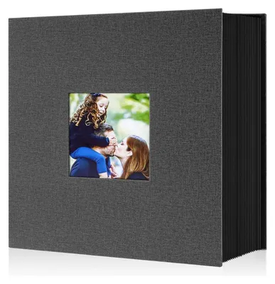 Zdjęcie produktu dla Duży czarny lniany album fotograficzny 10x15cm 600 zdjęć - wsuwany album w formacie pionowym i poziomym
