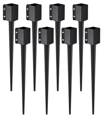 Image de VEVOR Piquet de terre pour poteaux de clôture, pack de 8, 113 x 113 x 914 mm de diamètre extérieur (diamètre intérieur 8,9 x 8,9 cm), métal, noir, revêtement par poudre, piquet de terre pour boîtes aux lettres, terrasses, rampes de jardin